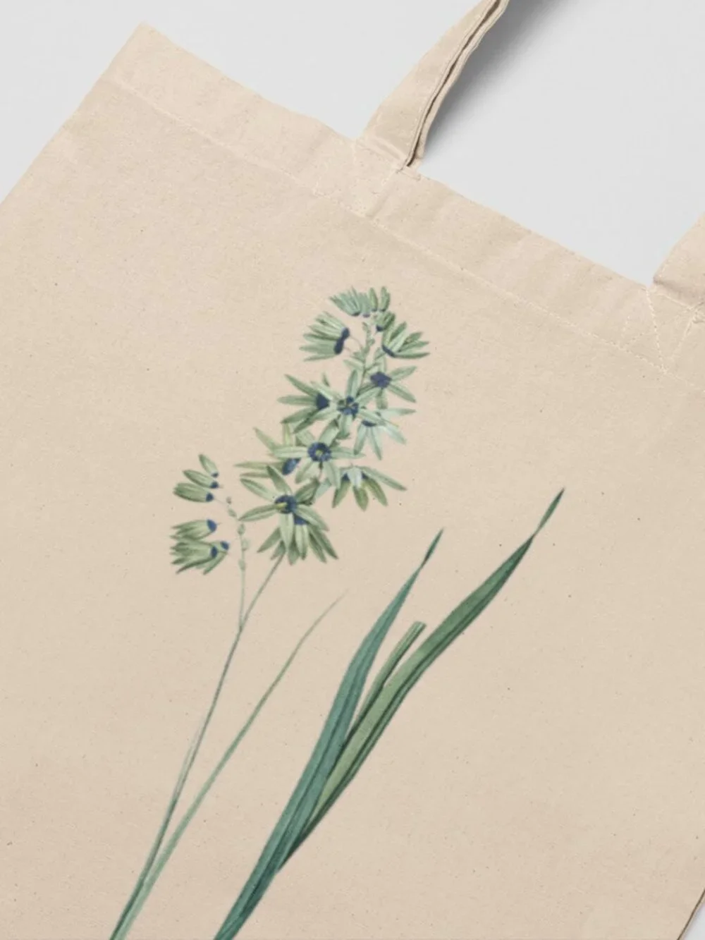 Turquoise Ixia Vintage Floral Print Graphic Canvas Tote Bag
